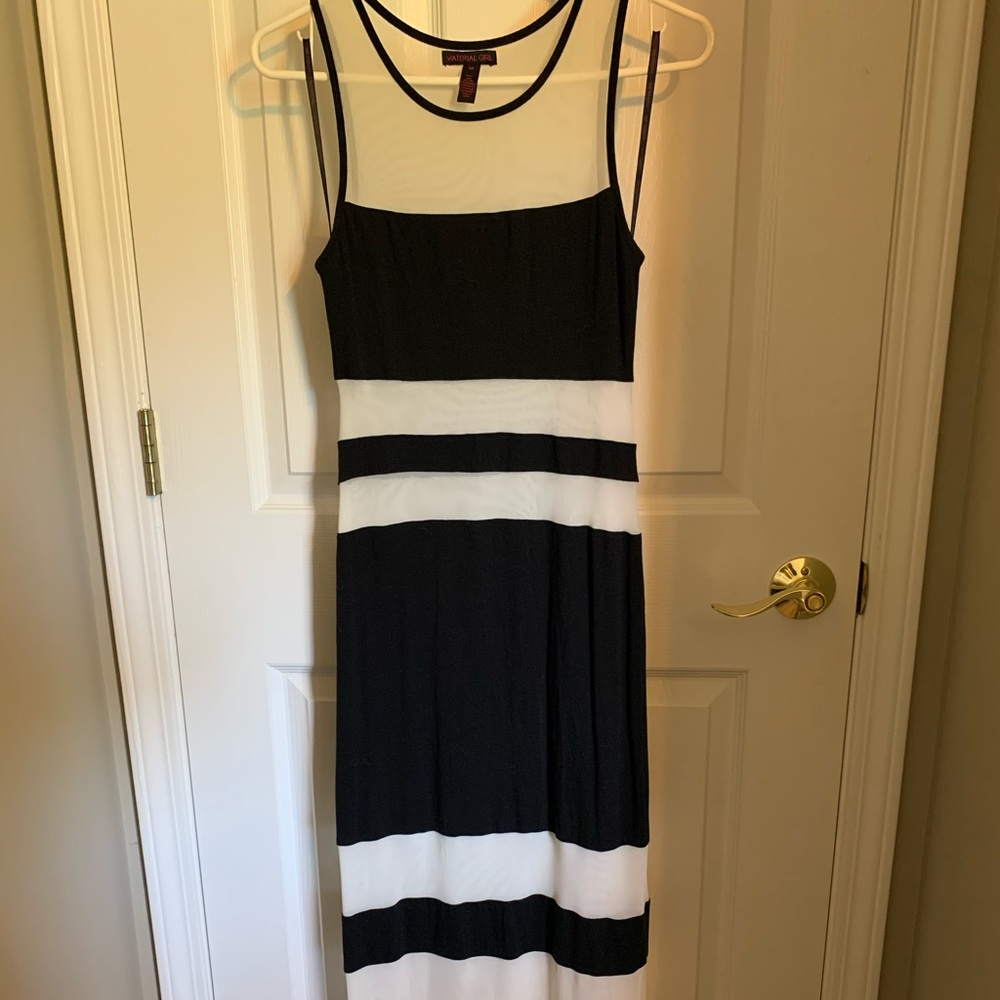 Material Girl body con maxi dress w/ mesh inserts